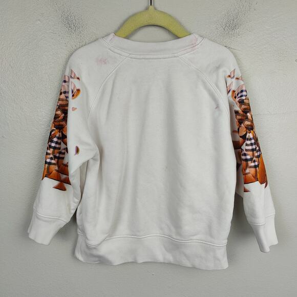 Burberry Pullover Sweatshirt Girls 4Y White‎ Kaleidoscope Bear Nova Check Cotton - Picture 5 of 10